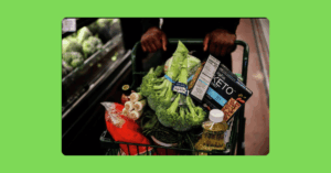 Beginner grocery basket filled with keto foods